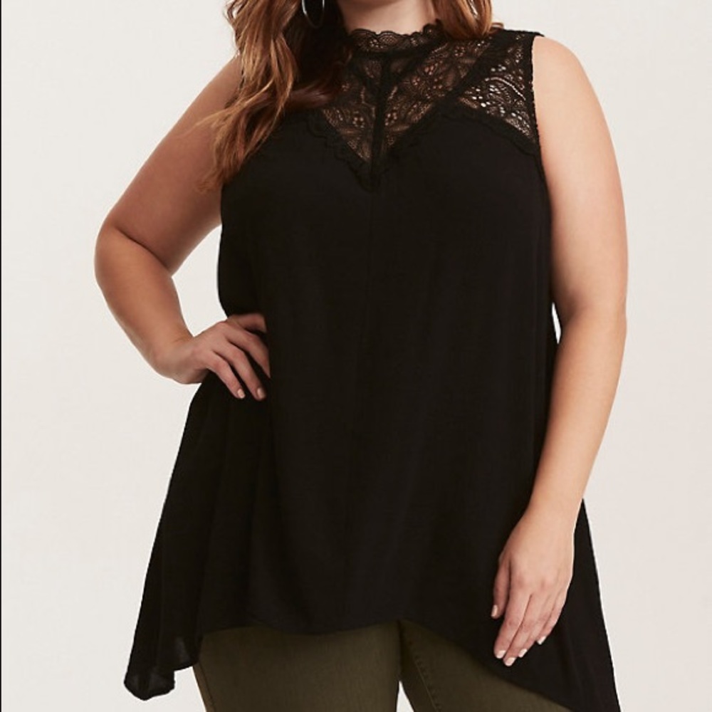 Torrid: Black lace sharkbite tank